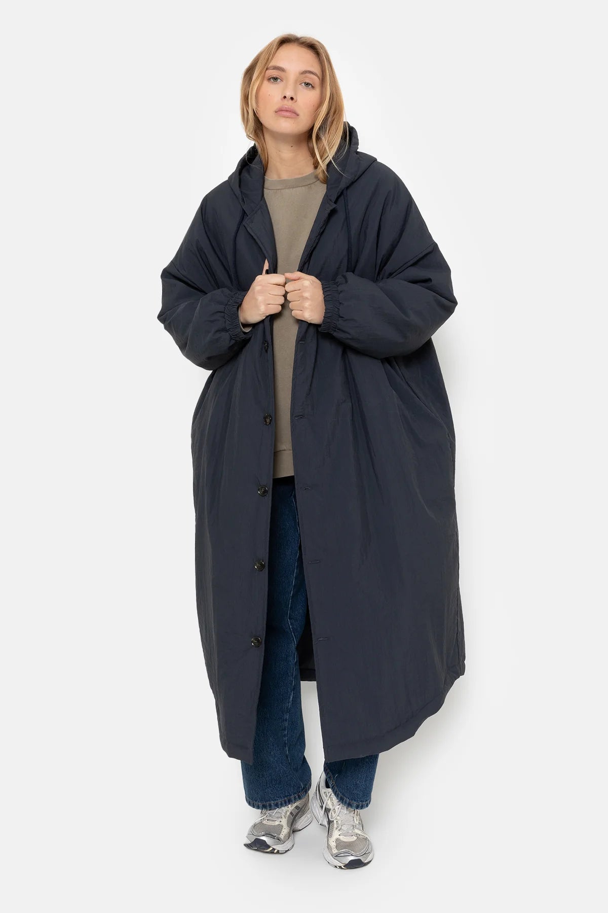 Morgan Long Coat with Hoodie Dark Grey