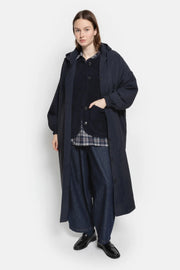 Morgan Long Coat with Hoodie Navy