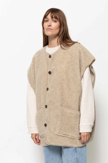 Ines Teddy Oversized Jacket | Beige