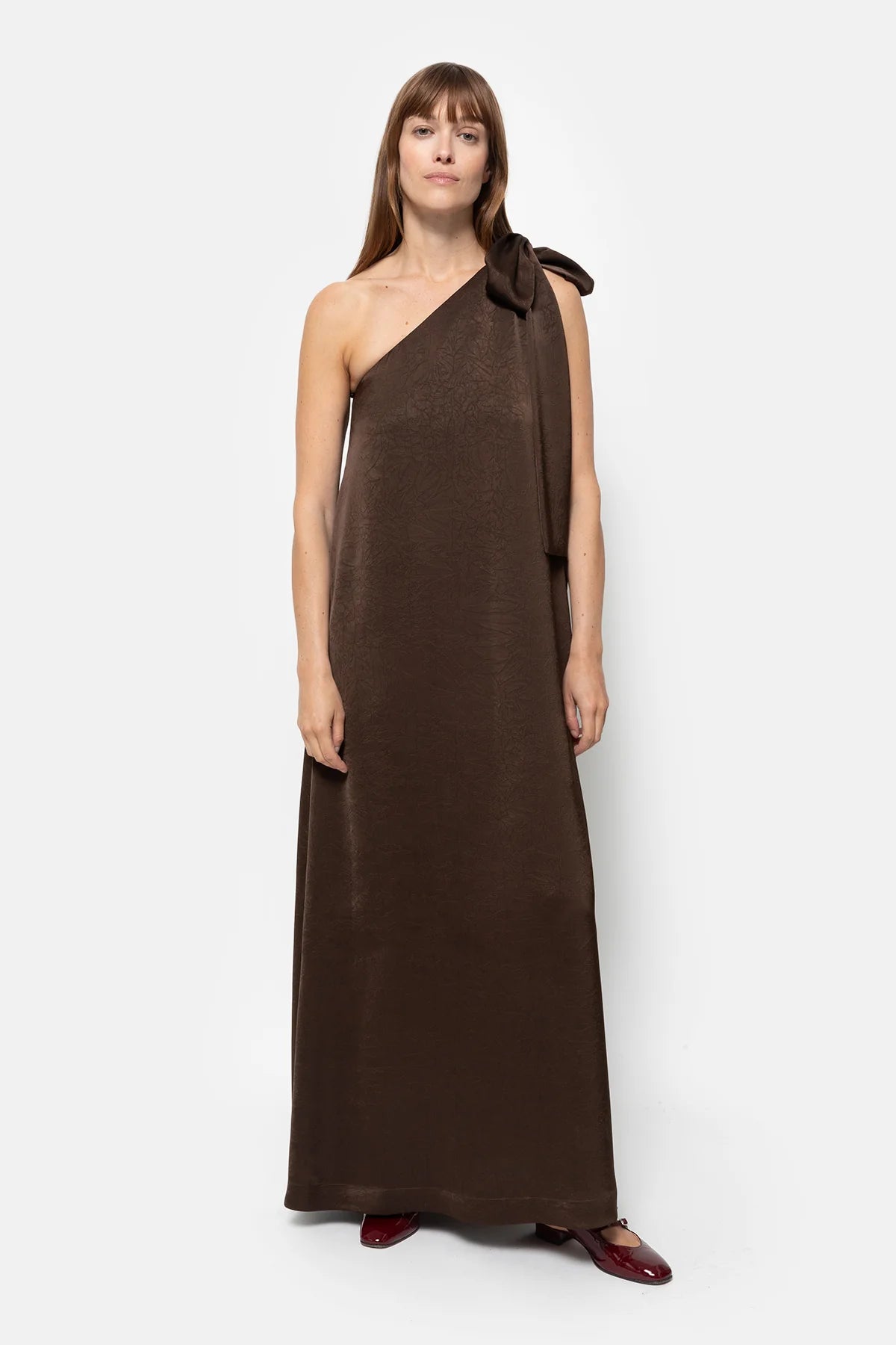 Nimes One Shoulder Dress Brown