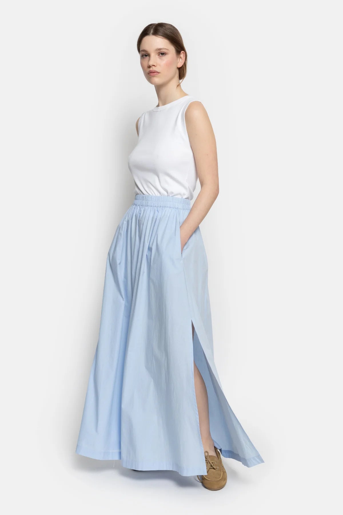 Kilt Long Skirt Light Blue