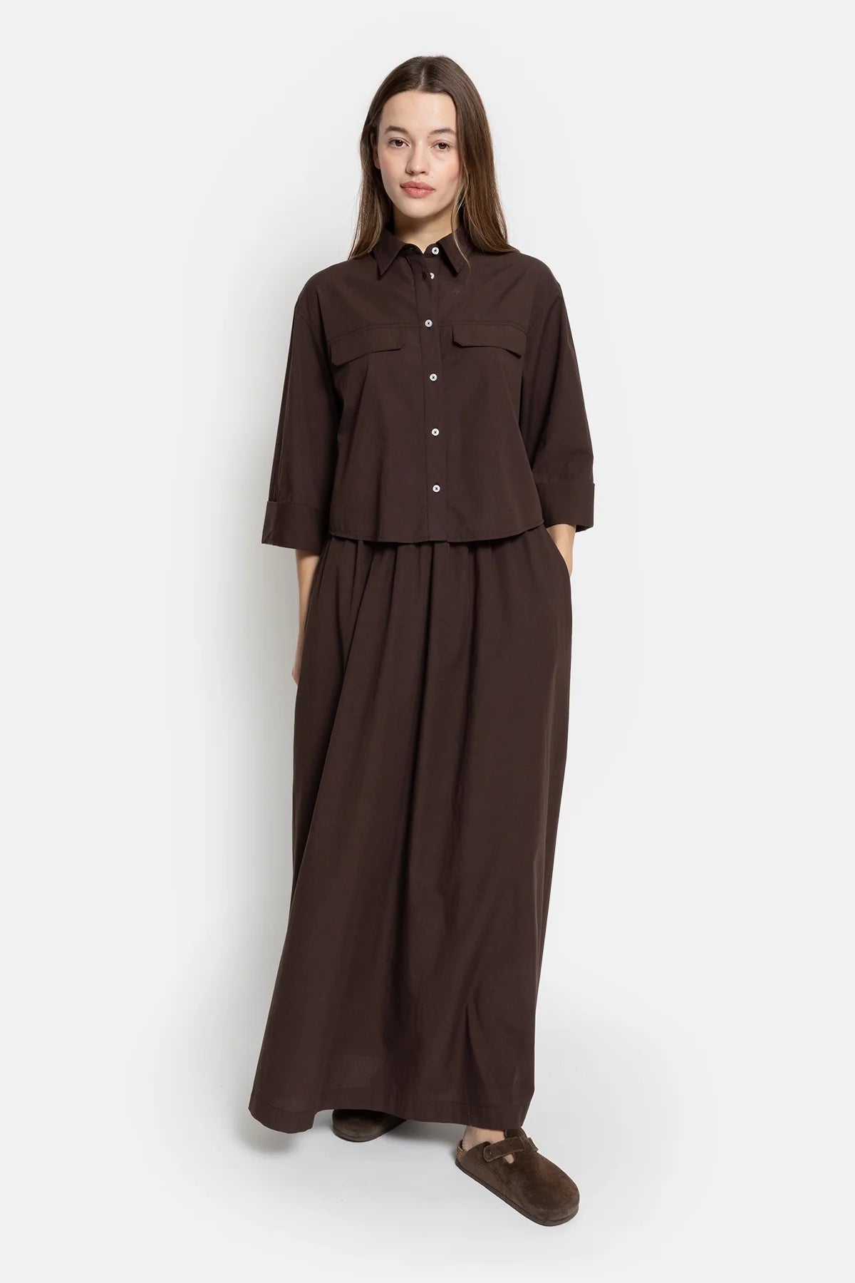 Kilt long skirt Brown