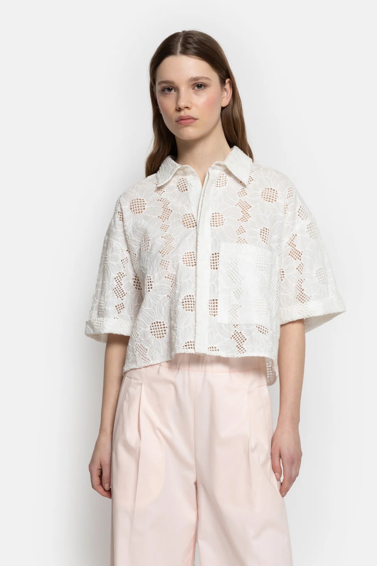 Nuts Cropped Shirt White