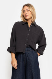 Karlotta Cropped Shirt Blue & Camel Checks