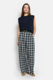 Martha Navy Checked Pants