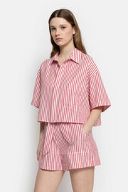 Nuts Cropped Shirt Red & White