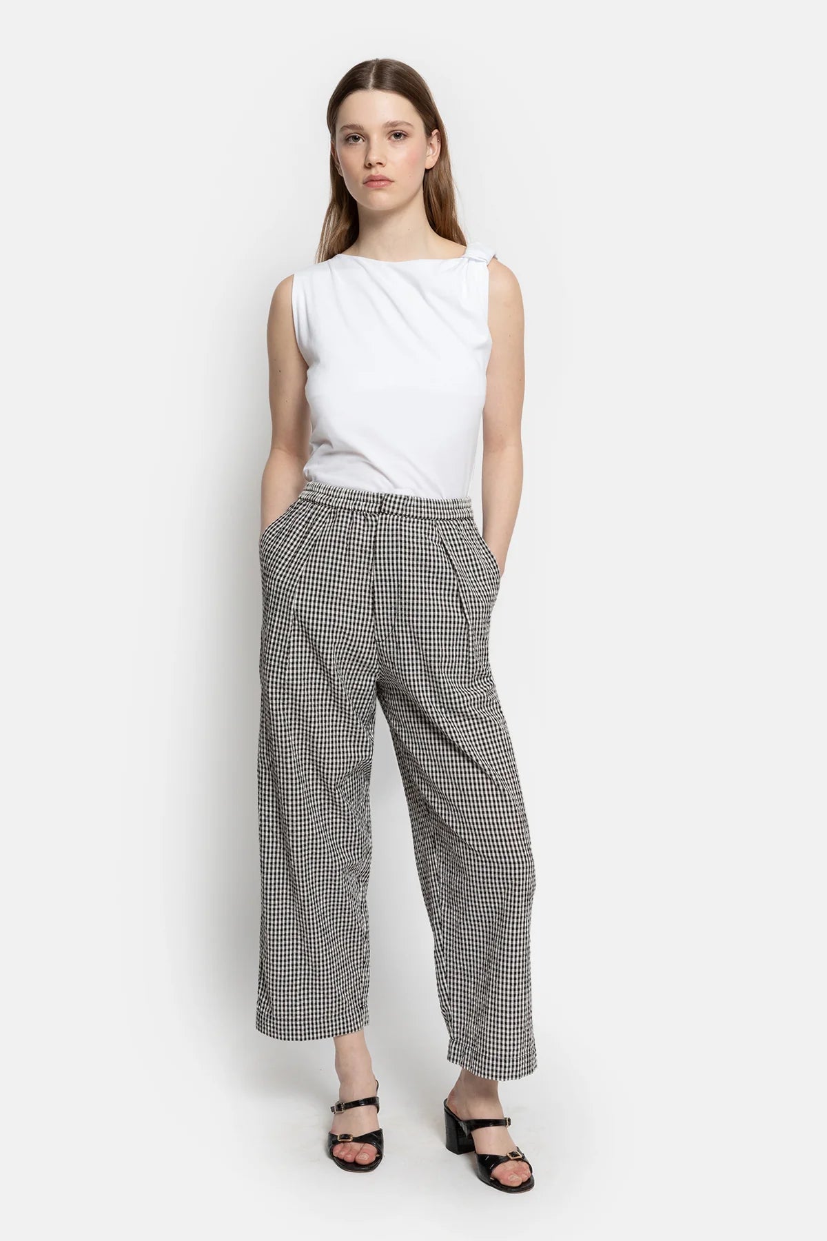 Miles Cotton Pants Black & White Checked