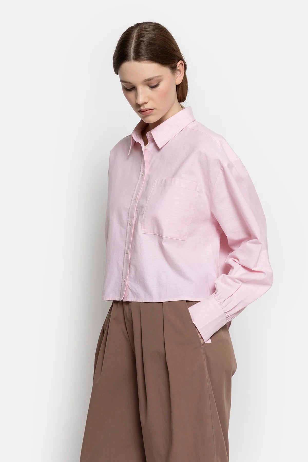 Karlotta Cropped Shirt Light Pink