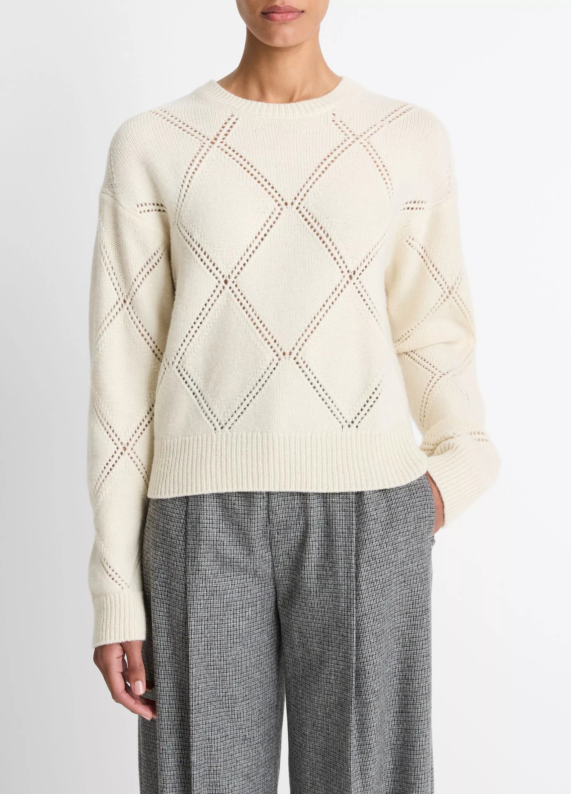 Textured Argyle Italian Wool Sweater