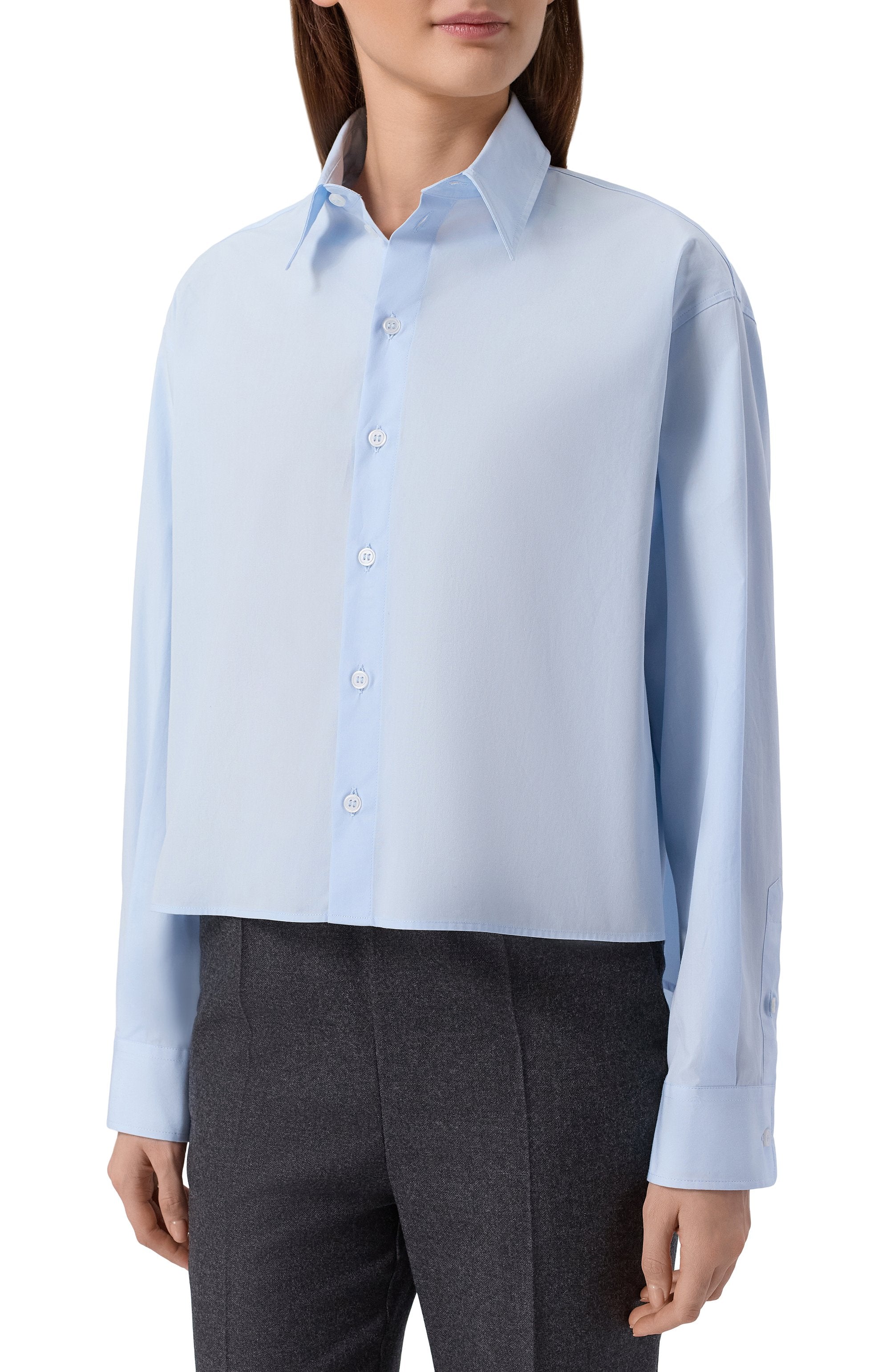 Long-sleeved shirt blue cotton