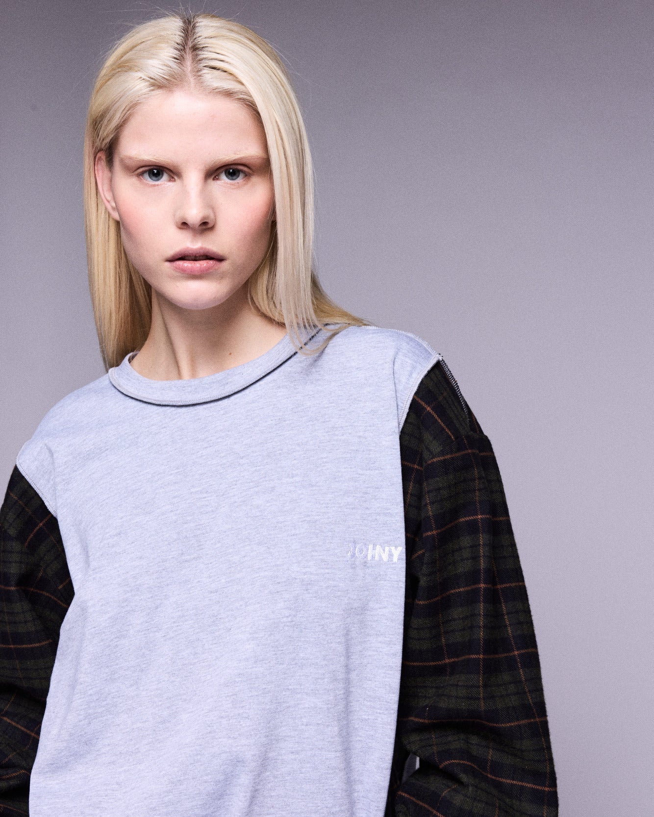Maria t-shirt grey/green flanel