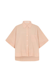 Berte Poplin curved shirt Soft Rose