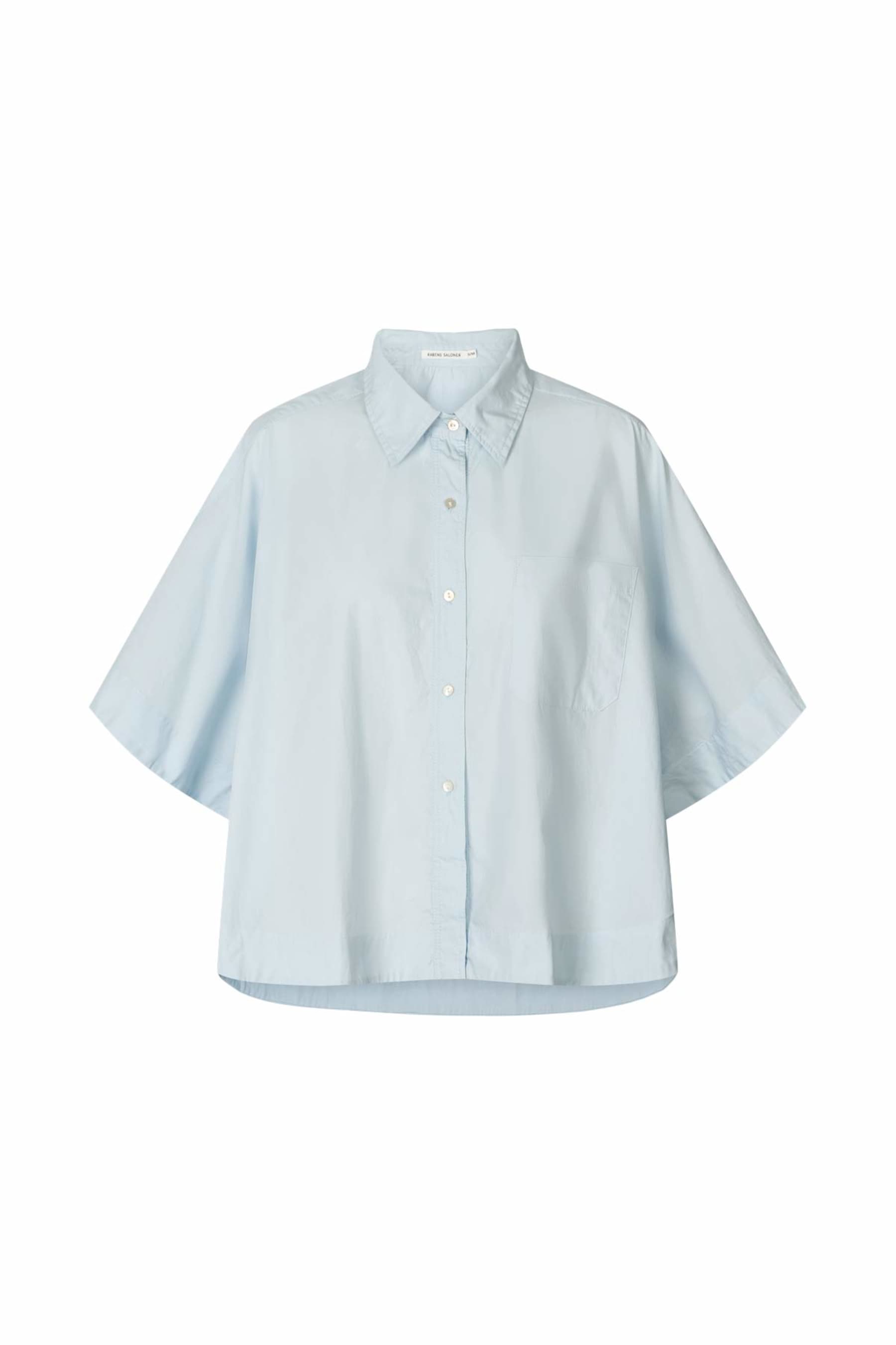 Berte Poplin curved shirt Light blue